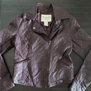 American Rag Women's Quilted Leather Jacket - Dark Purple